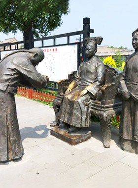 玻璃钢仿铜古代请安问礼人物雕塑铸铜大型公园景观艺术品装饰摆件