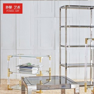 透明亚克力有机玻璃书架置物架工艺品摆设架金属多层架展示架定制