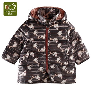 拉比婴儿保暖羽绒服男童中长款女童加厚棉衣服宝宝儿童外套秋冬装