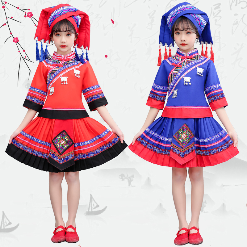 新款儿童民族服装拉祜族舞蹈服哈尼族表演服男童布朗族舞台演出服