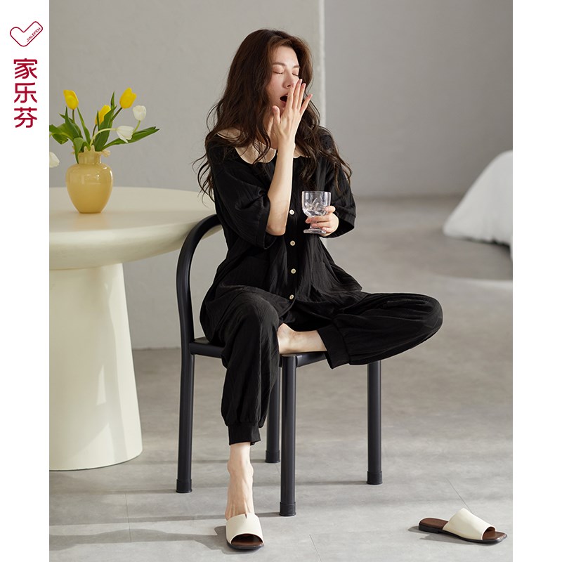 家乐芬睡衣女夏季纯棉短袖长裤家居服夏天夏款甜美可爱公主风套装