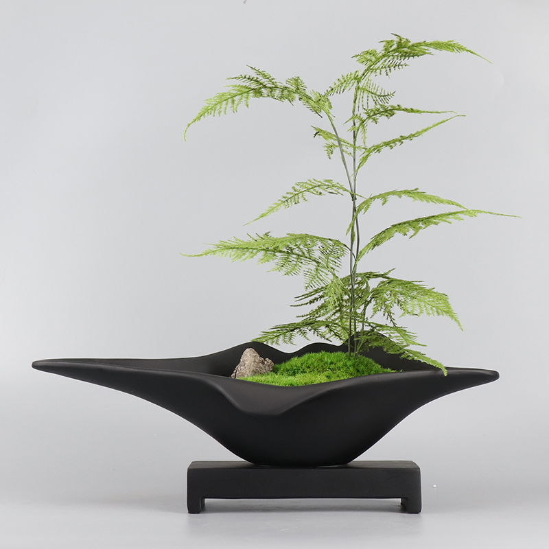 新中式简约现代永生苔藓绿植盆景售楼处样板间前台茶几花艺摆件
