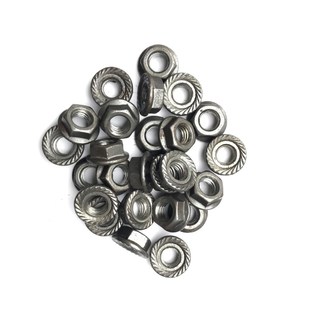 M6粗牙1.25牙法兰带垫螺母六角花底垫片锁紧螺帽非标本色