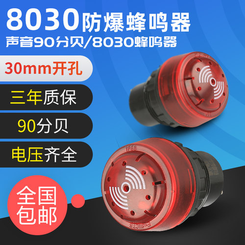 BA8030防爆闪光蜂鸣器防爆声光报警灯器ac220V380v24v开孔30mm