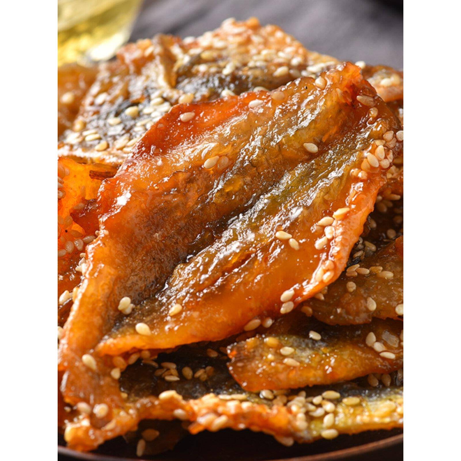 正宗蜜汁黄花鱼片海味小鱼干香酥小黄鱼干即食零食小吃休闲食品小