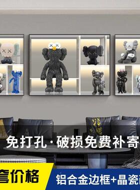 现代简约网客厅装ETG饰画红新款轻奢三联画大气晶发背沙景瓷墙壁