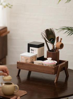 一纪宋代学美博黑古架实木茶具茶杯茶叶台增面桌面置物架HBI高胡