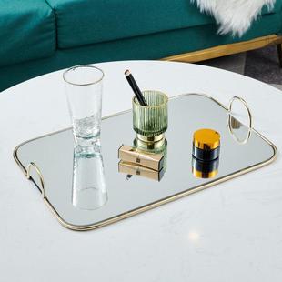 北摆欧金色镜面托盘蛋轻奢收纳盘家客厅置物架装 饰盘糕GUC点用心