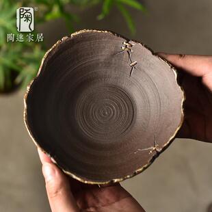 陶迷素意丨彷壶粗陶覆古承彷锔盘钉壶托 托干泡盘用家小茶台点心