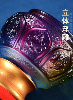 族八吉祥刻釉面龙王瓶室内家雕庭财神供奉藏瓶玛ZVR村尼宝长寿瓶