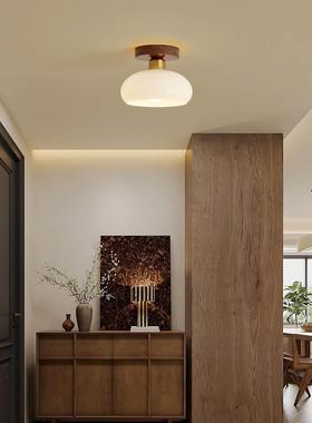 走廊过道灯衣中古风吸顶灯日北WSN美黑胡桃木帽复古间入户玄关阳