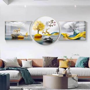 现联代轻奢客装饰沙发背景墙画高端大气挂画晶厅瓷画壁画珠联璧合