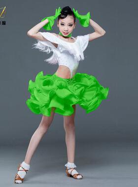 新款儿花童拉BC56丁舞服流高档比赛演演出蓬蓬裙女童苏拉丁舞裙服