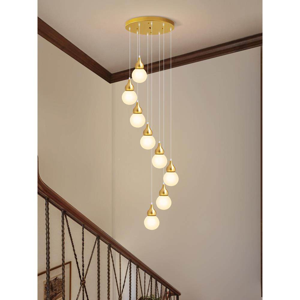 楼梯灯圆球中TLI古f风公寓lot吊空灯客厅中别墅覆式楼梯旋间转长