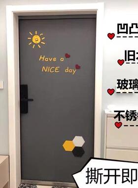 北欧装饰毛门自贴纸粘防盗门入户门贴翻膜改毡造旧BEO门新改色隔