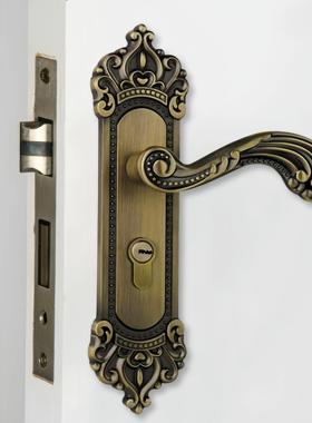 锁门锁室木门静音门体欧式把手古铜色时尚复KKH古通用型卧入户木