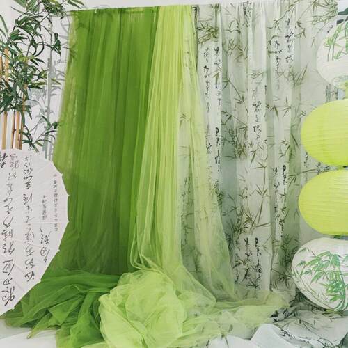 绿色布桌景纱UJM幔幼儿园环创纱网餐饮场装饰美容院悬吊式天花板