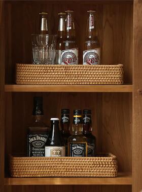 藤编收纳 托托盘编水果盘篮客厅长方形家用果面包ZOT蔬菜柳收纳筐