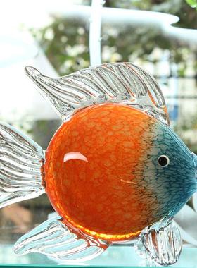 琉璃璃亲嘴鱼摆件 可手SKQ工打造 多色选 北玻装欧风格 家居饰