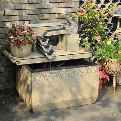 汉堂阳台SXH流水韵鱼池摆件外院花庭户园循环水系景观新中式造景