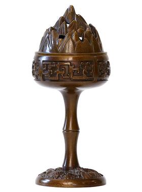 驭龙山炉家用室内GDF21180纯黄铜彷古环香檀香沉香博薰香器茶道摆