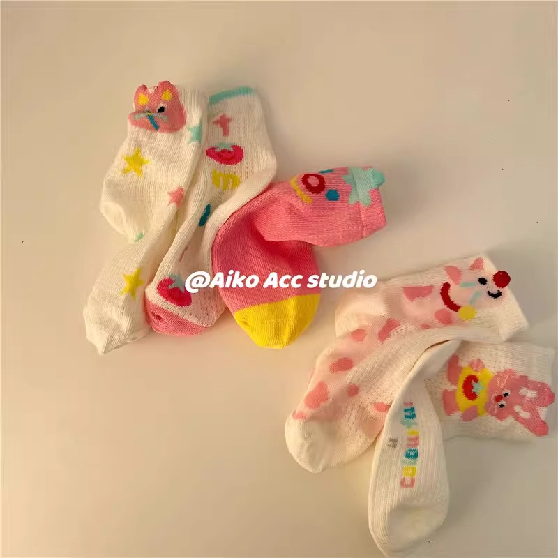 【5双装】女童夏季薄透气网眼袜图片
