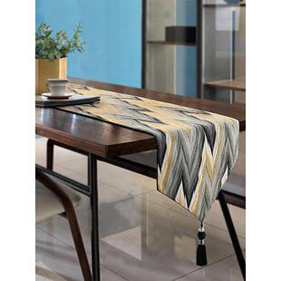 桌旗现代简约北欧茶几装饰布轻奢餐桌巾长条黄色餐桌五斗柜桌旗布