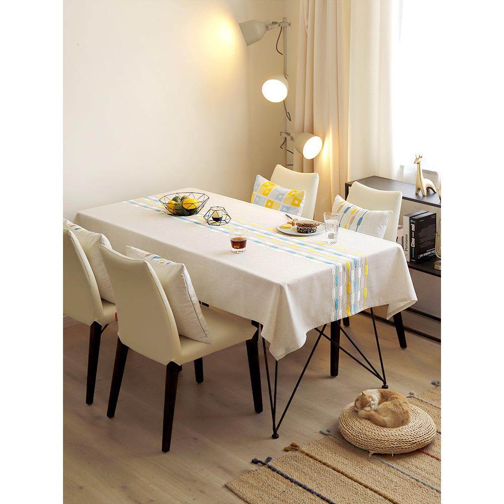 桌布绣花棉和亚麻斯堪的纳维亚表旗防水和防烫简单现代电视柜咖啡