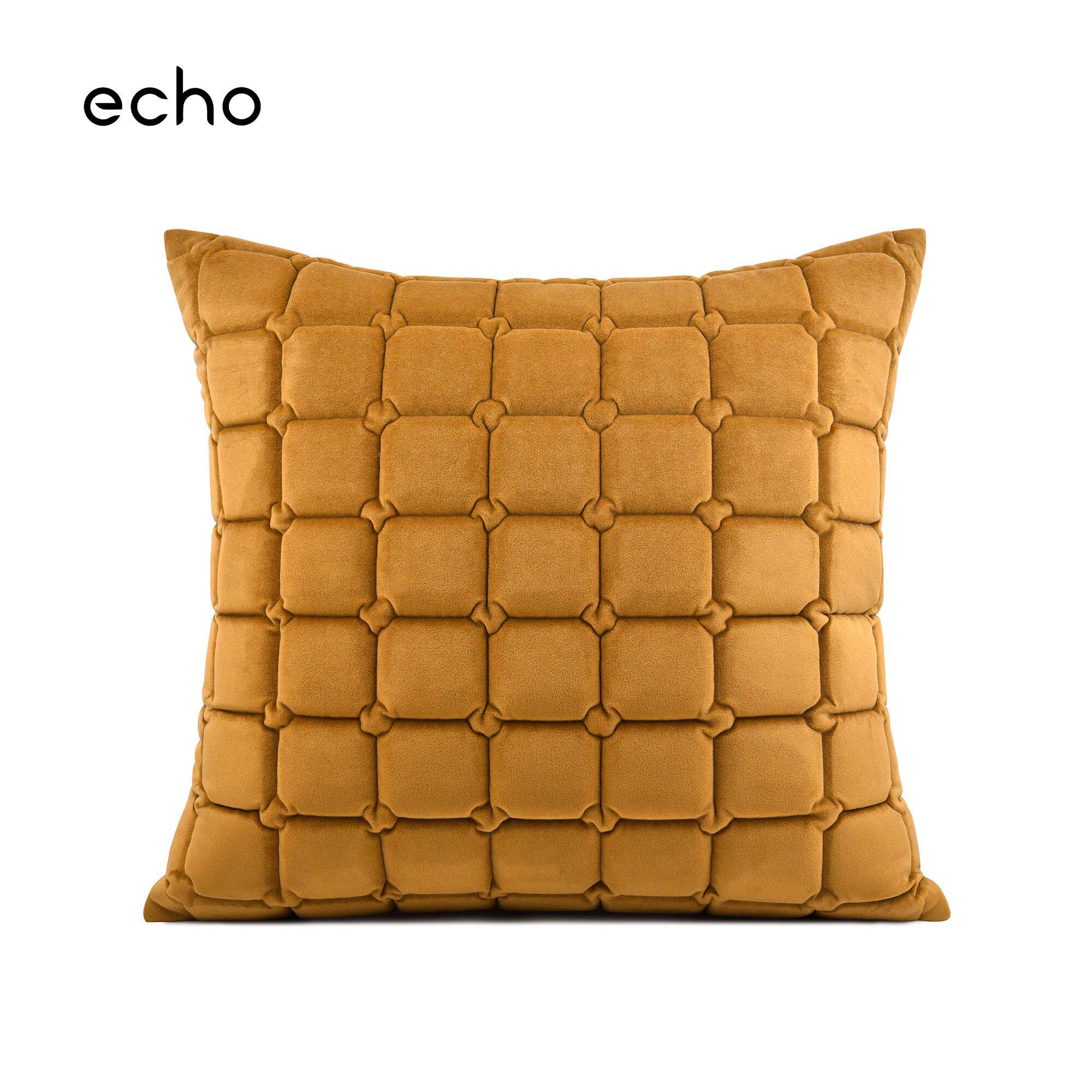 现代轻奢风简约样板房抱枕套橘橙黄色裥棉沙发客厅靠枕垫床头软包