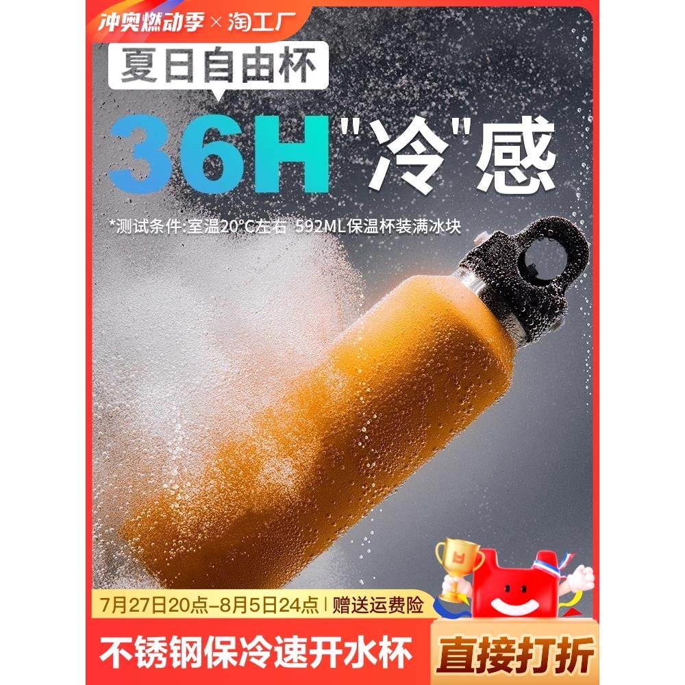 保温杯不锈钢无螺纹运动水壶冰块保冷水杯大容量杯子速开冷饮水杯