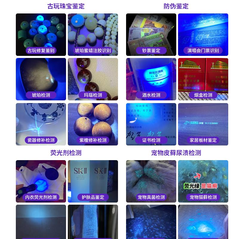 65紫光灯石鉴定专用蝎灯UKF-UV01V手电筒验玉伍子德氏猫钞藓蔬菜