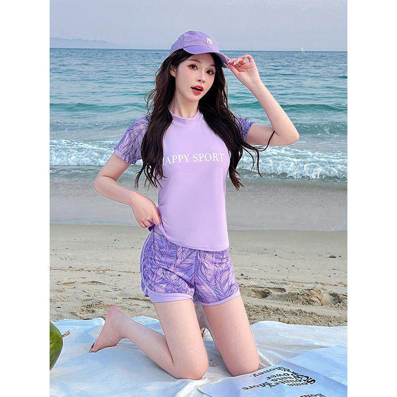 大码泳衣女款保守分体式遮肚显瘦泡温泉运动游泳衣2025新款游泳装