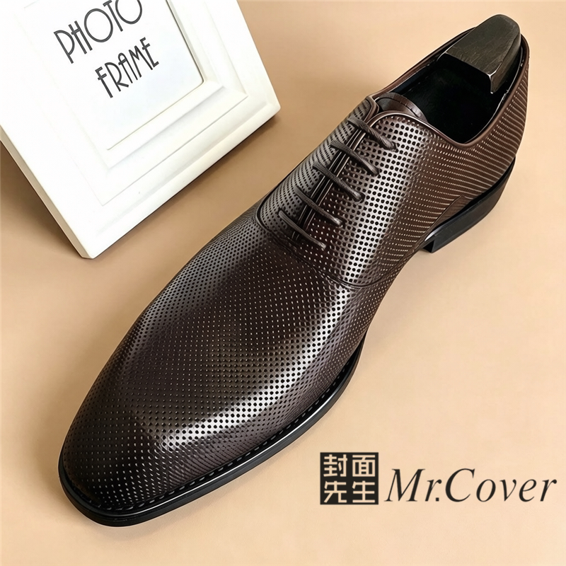 Mr.Cover商务正装皮鞋男真皮通勤办公室英伦风西装鞋系带上班鞋子