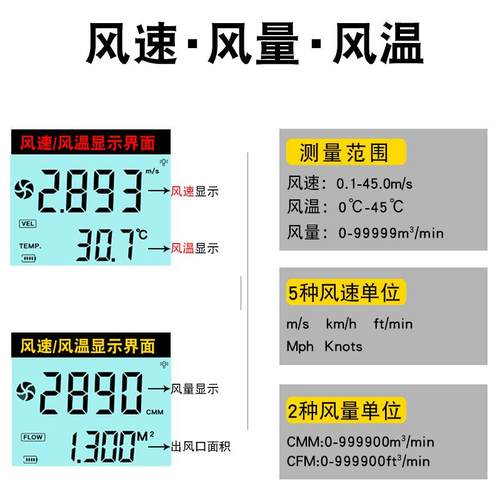 克曼TM856风速泰仪风计速精度数字测风仪风温测量仪风量测高试仪
