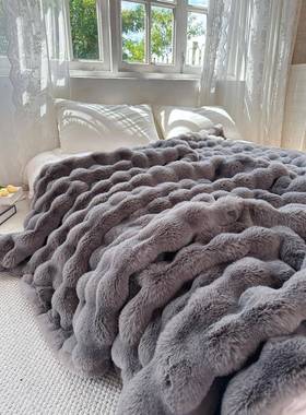 加超级厚典灰色大毯2* WXU2.3米5经公斤层经典婚礼双彷貂皮风格毯