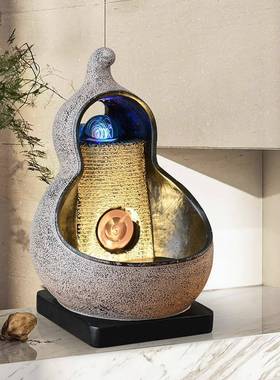 福禄流水新财饰客厅JXA入口循水景环饰风水轮酒店喷泉幕迎开礼