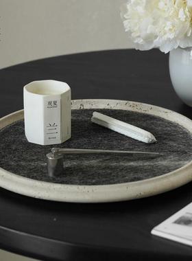 薰02轻奢高石级感香托盘摆件衣帽纳间茶几桌面洞马毛首饰收盘