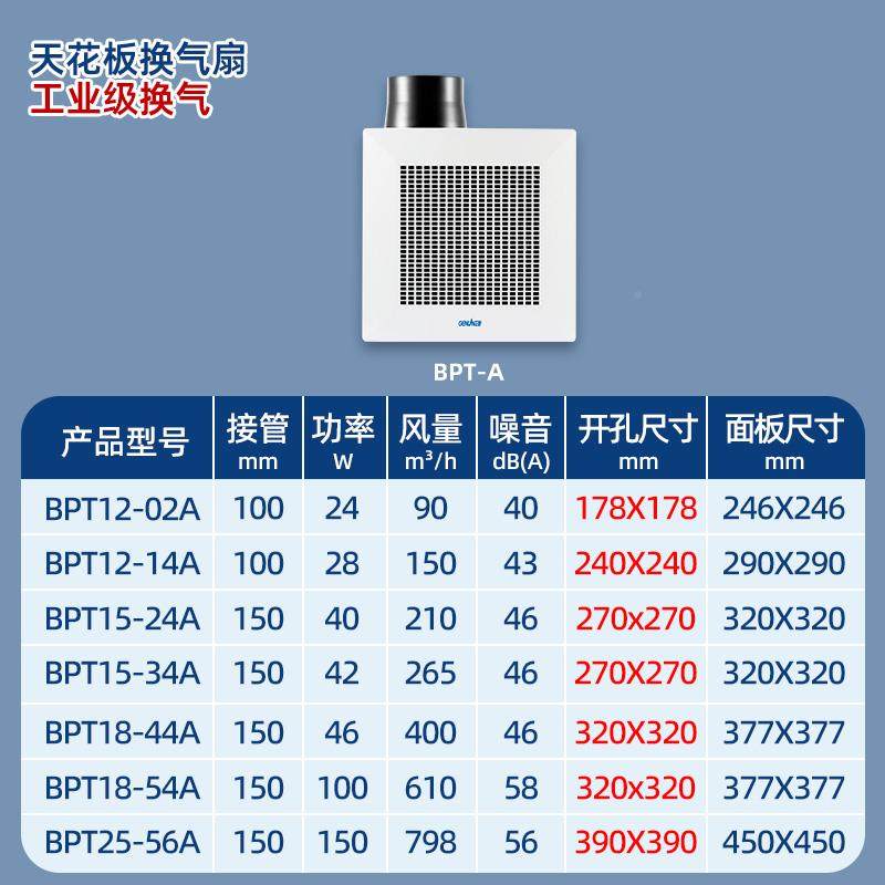 天5花板管道换BPT-A气扇全钢强1力抽风机换风扇吊顶排气扇BPT-34A