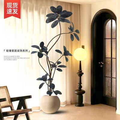 黑金刚橡皮树彷真绿色假植物地室内MH-18客沙发旁植物彷生盆栽大