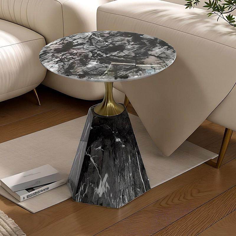 天然理沙发边几客厅奢石朗47小桌子阳休台创意圆形角大几石精致闲