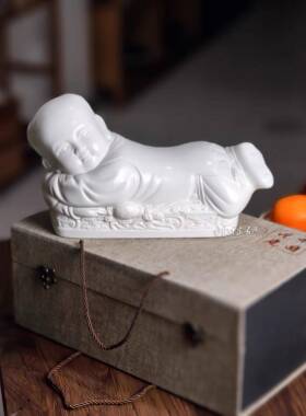 定瓷家居装饰摆件定窑白釉枕中式彷孩古款001客儿厅酒柜居新摆放