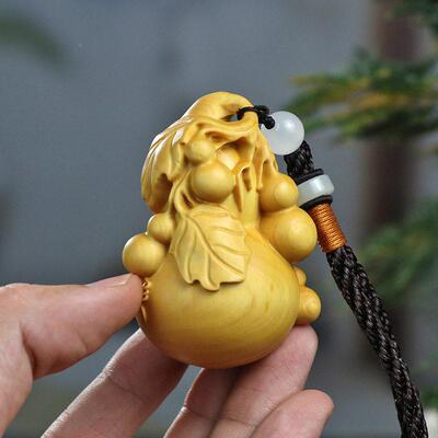 禄金匠大作黄杨手木雕文玩木质吉祥小葫芦把把玩件福汽件车挂TVE