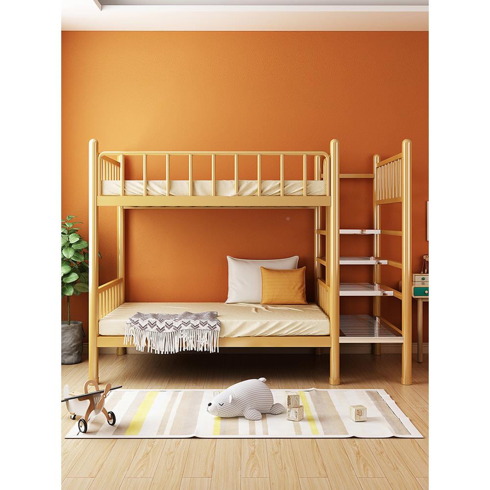 双层床加厚不锈钢床环保低子床上母下带楼梯步梯双人床钢高楼梯双