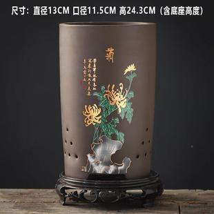 花花盆高兰筒紫砂兰创意紫砂兰花号中国风吊兰君子陶瓷粗陶透气大