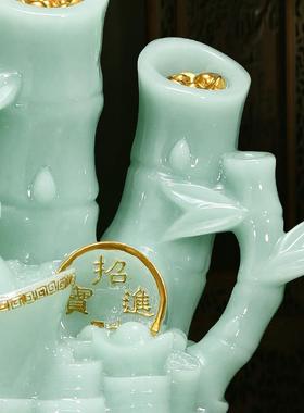 财富节高竹子摆件招财客厅办公店室柜BJ202206收银台装饰品铺开节