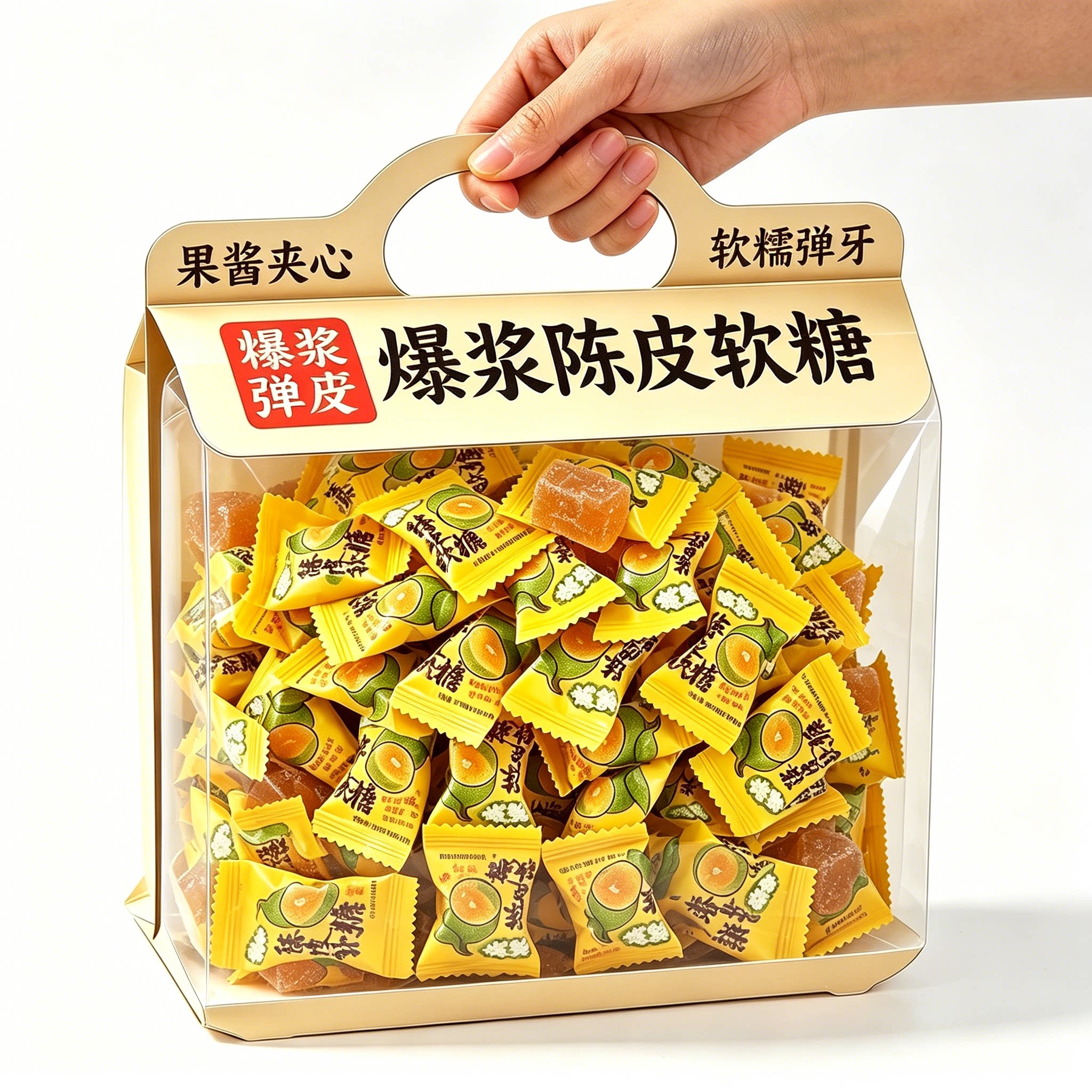 爆浆维C陈皮软糖夹心话梅零食