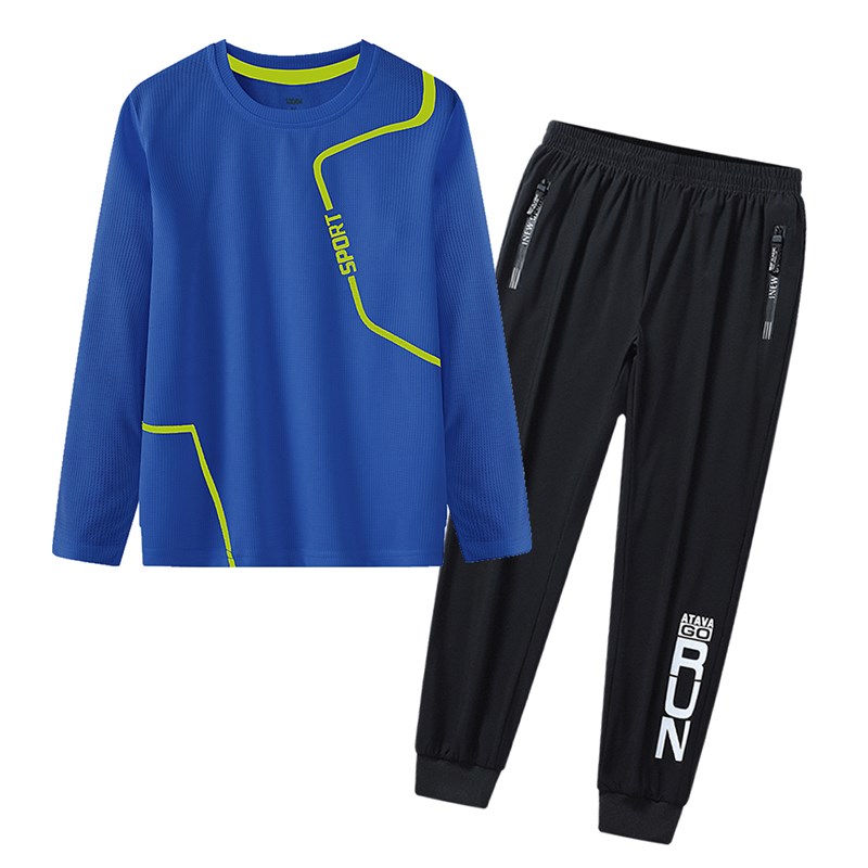 儿童运动套装春秋季男童速干长袖T恤户外透气跑步室内训练服球服