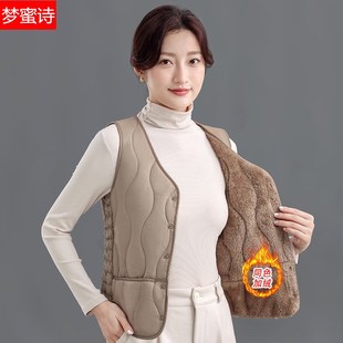 2024秋冬新款中式棉马t甲女士加绒加厚短款中老年百搭防寒保暖马