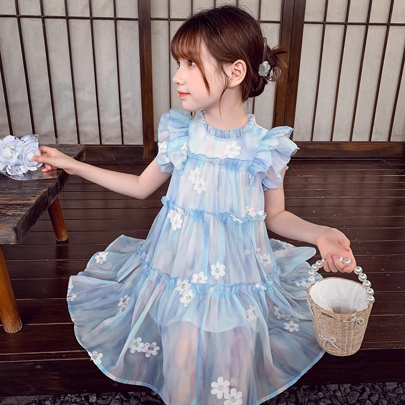 女童背心连衣裙夏季2025新款儿童高级感女孩洋气公主无袖雪纺裙子