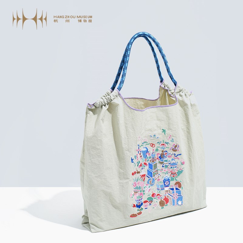 【杭州博物馆】与古为新文创博古纹复古休闲刺绣手提包手拎袋